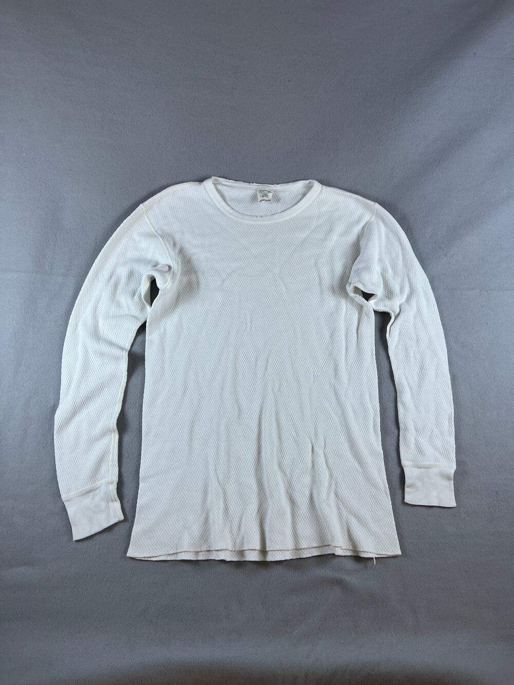 Vintage St John's Bay Thermal Shirt Mens LT White Long Sleeve Waffle Knit Cabin